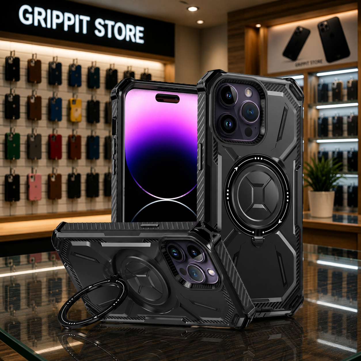 Heavy Duty Magnetic Kickstand Case for iPhone 15 / 14 / 13 / 12 / 11 Series