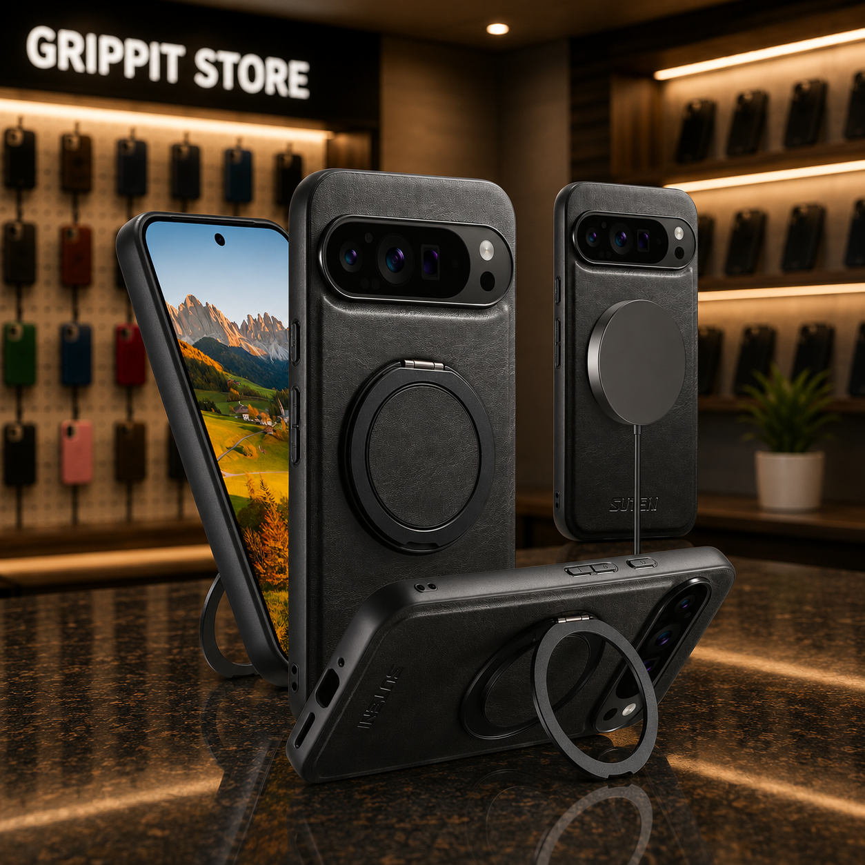 Pixel 6/9 Series Magnetic Leather Kickstand Case