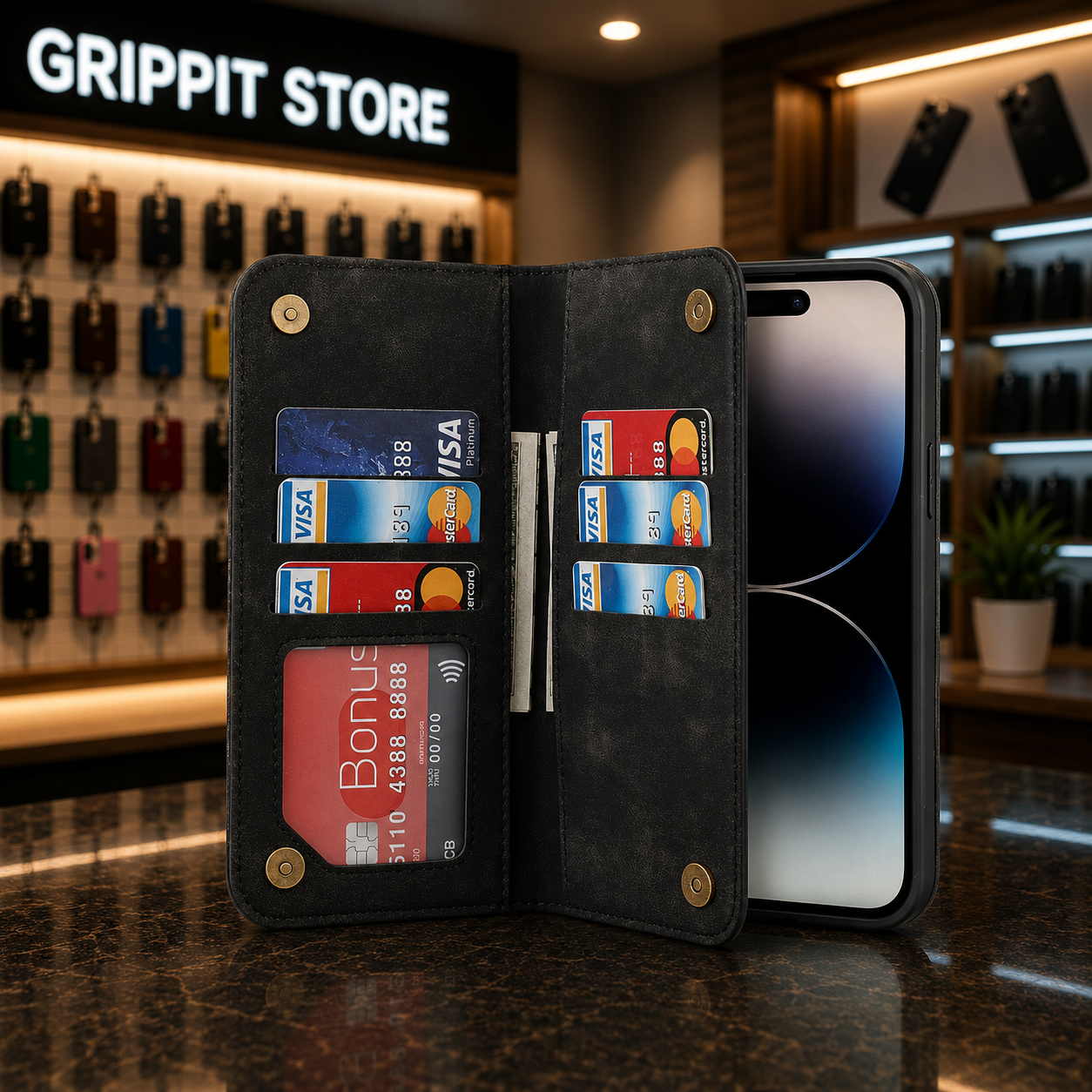Magnetic Leather Wallet Case for iPhone 15/14 Series