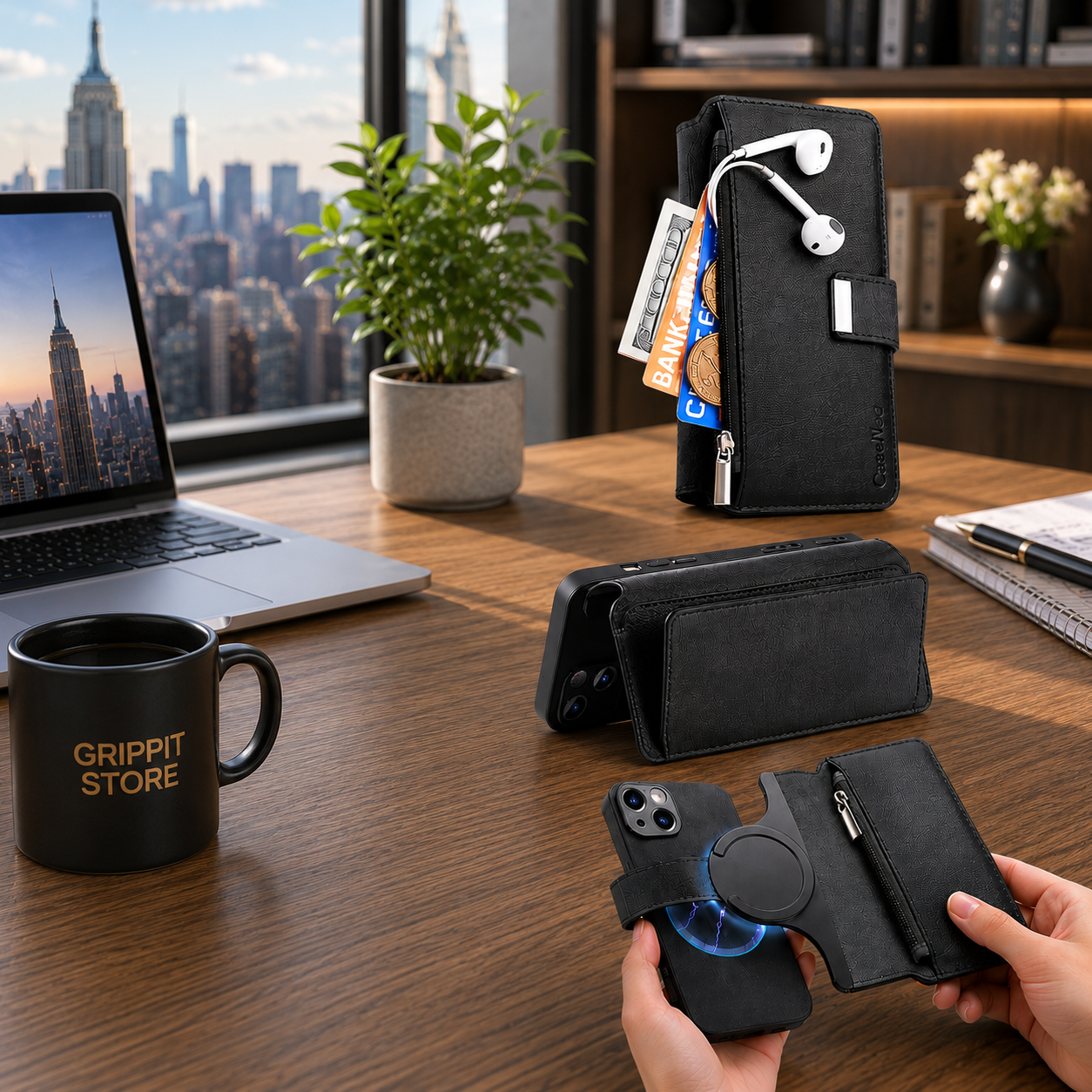 Detachable Magnetic Wallet Case for iPhone 15 / 14 / 13 / 12 / 11 Series
