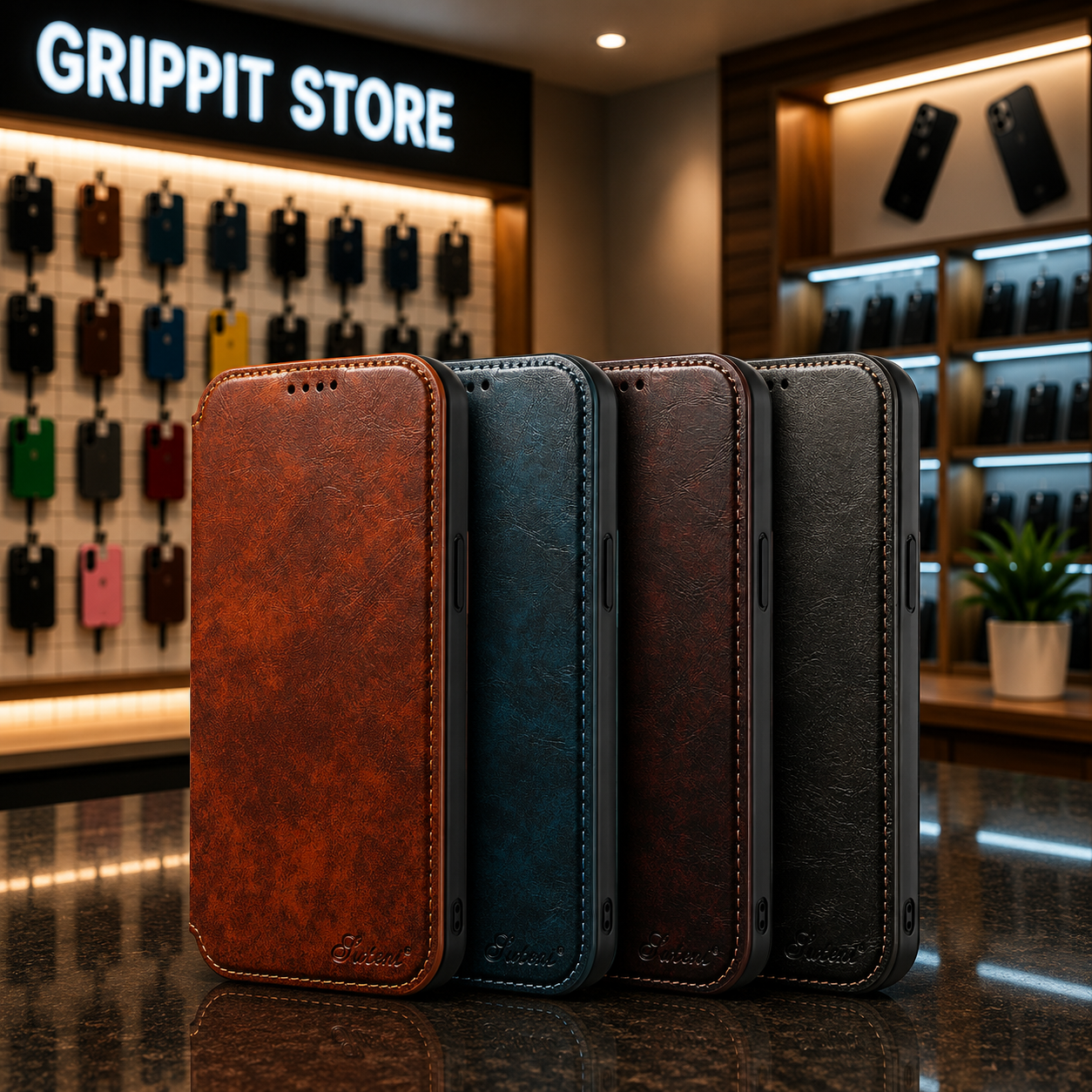 Magnetic Leather Wallet Case for iPhone 15 / 14 / 13 / 12 Series