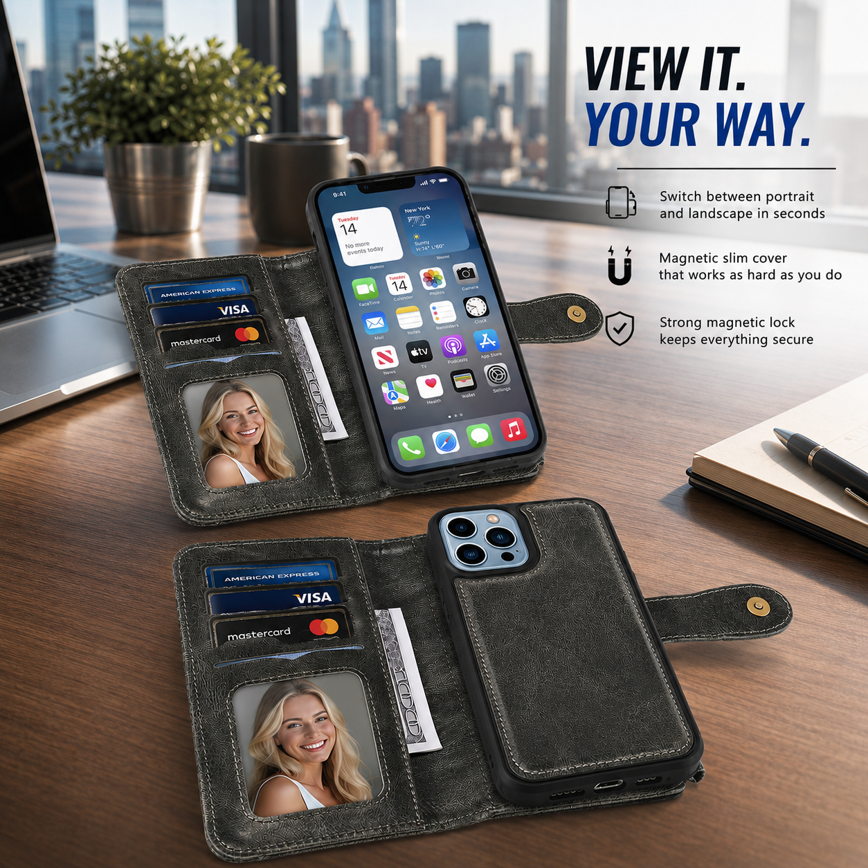 2-in-1 Magnetic Wallet Case for iPhone 15–11 Series