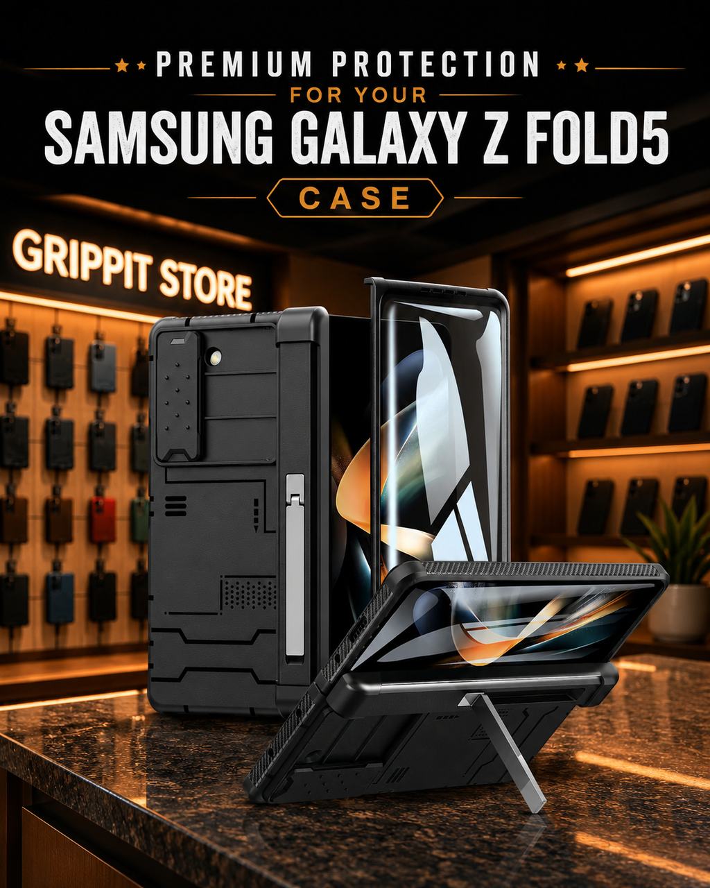 Heavy Duty Rugged Case for Samsung Galaxy Z Fold 5 with S-Pen Holder