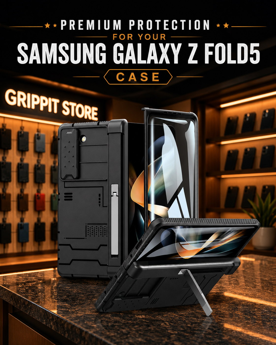 Heavy Duty Rugged Case for Samsung Galaxy Z Fold 5 with S-Pen Holder