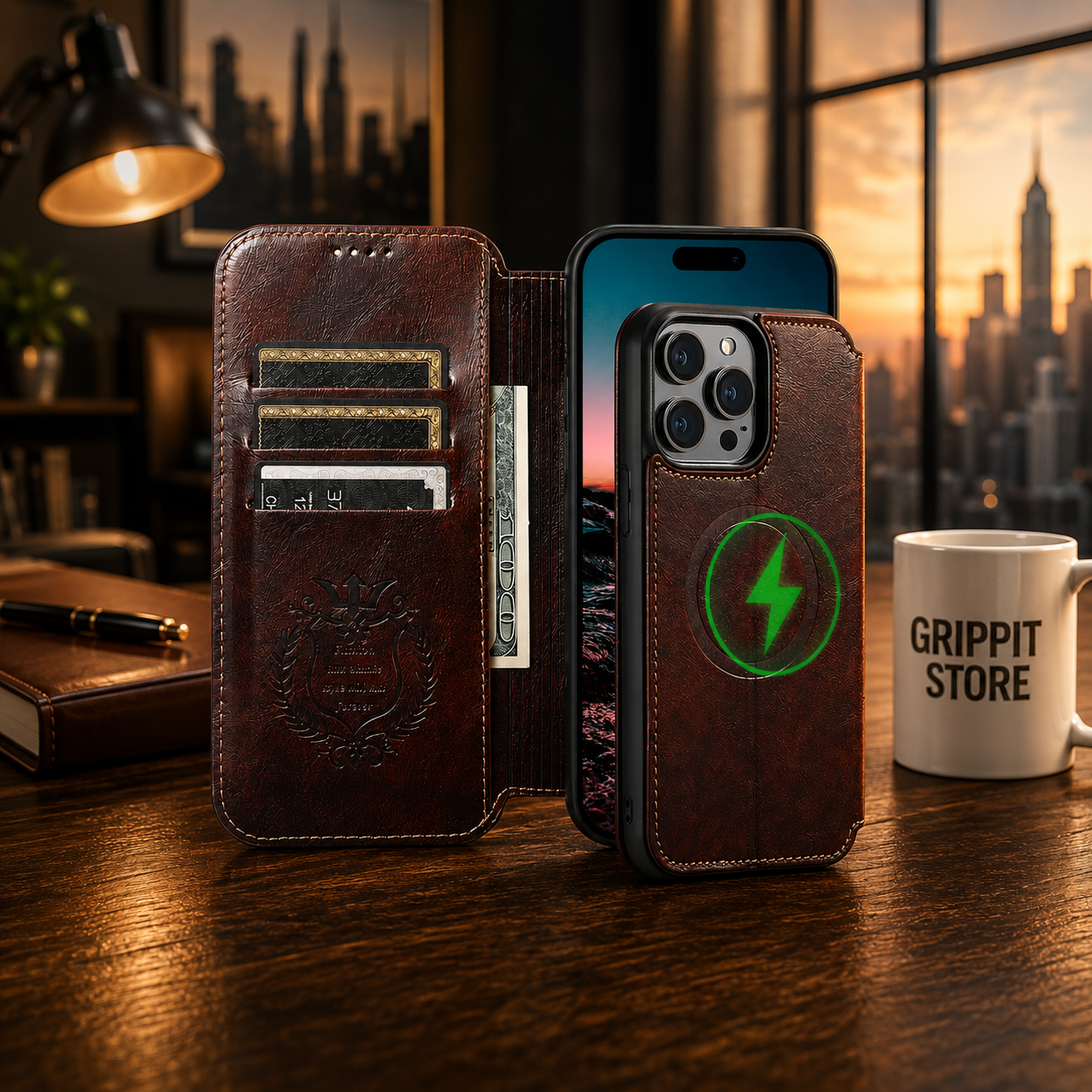 Magnetic Leather Wallet Case for iPhone 15 / 14 / 13 / 12 Series