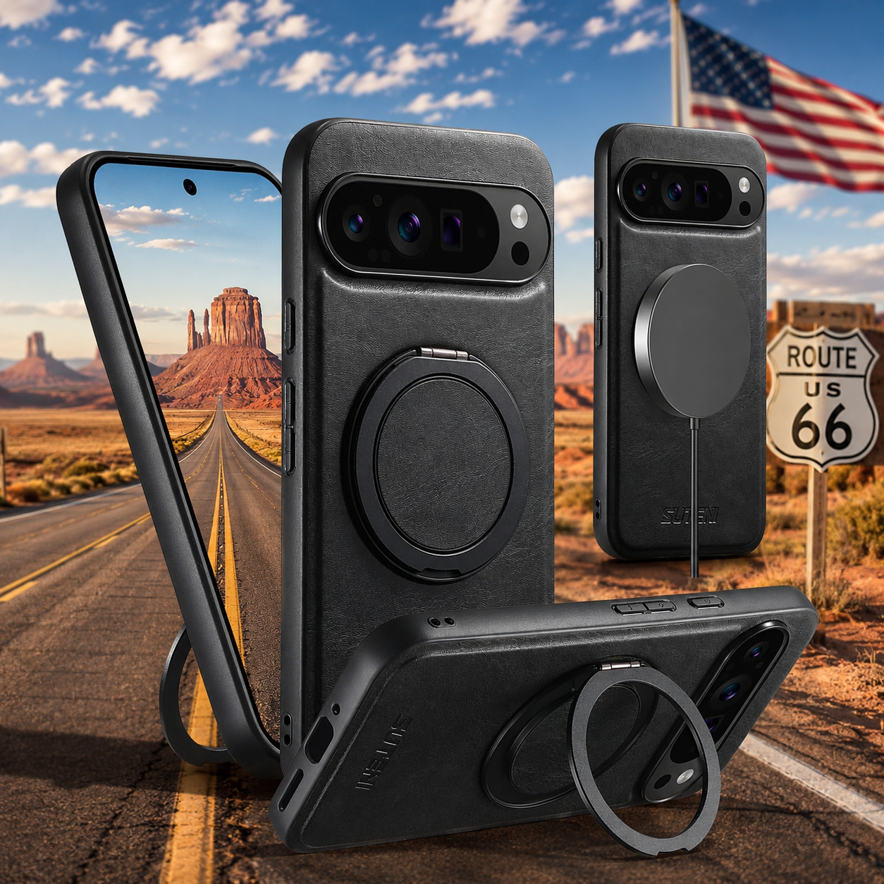 Pixel 6/9 Series Magnetic Leather Kickstand Case