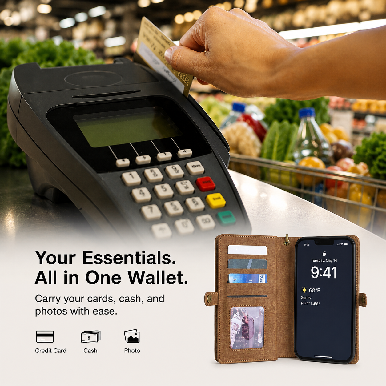 Leather Wallet Case for iPhone 16 / 15 Series