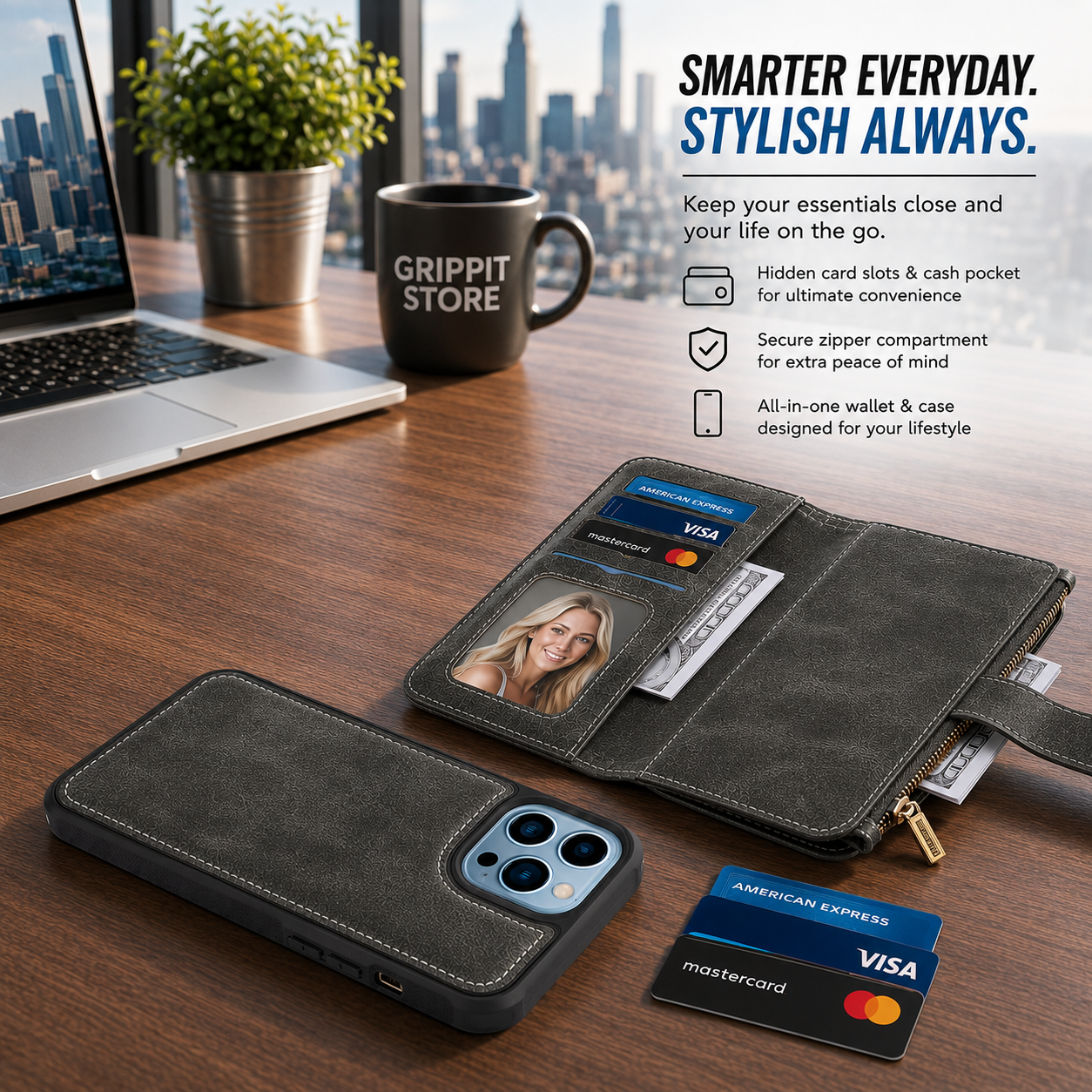 2-in-1 Magnetic Wallet Case for iPhone 15–11 Series