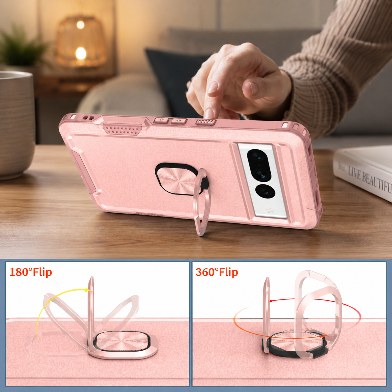 Heavy Duty Ring Kickstand Case for Google Pixel 7/6 Series