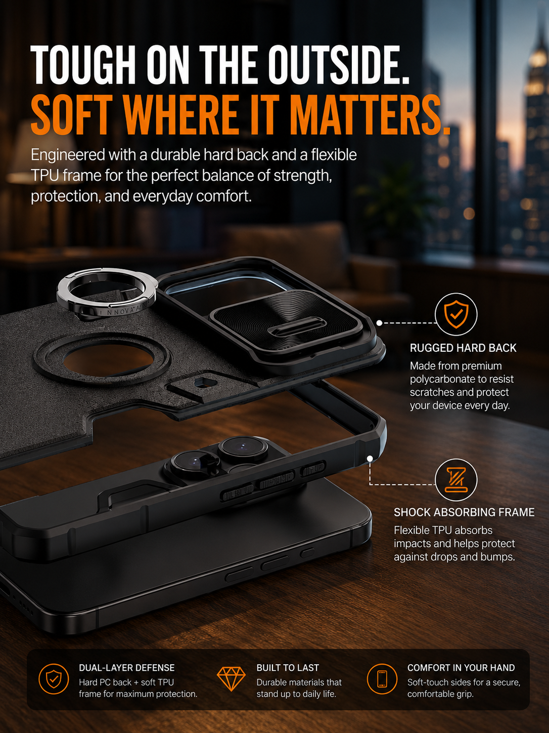 Nillkin Ring Stand Camera Protection Case for iPhone 15 Pro Max / Pro