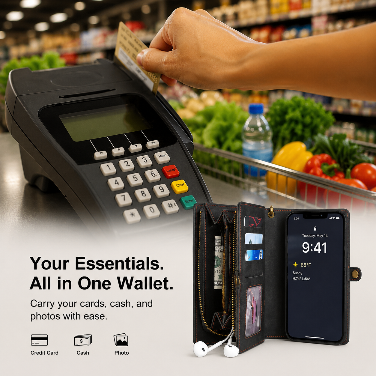 Leather Wallet Case for iPhone 16 / 15 Series