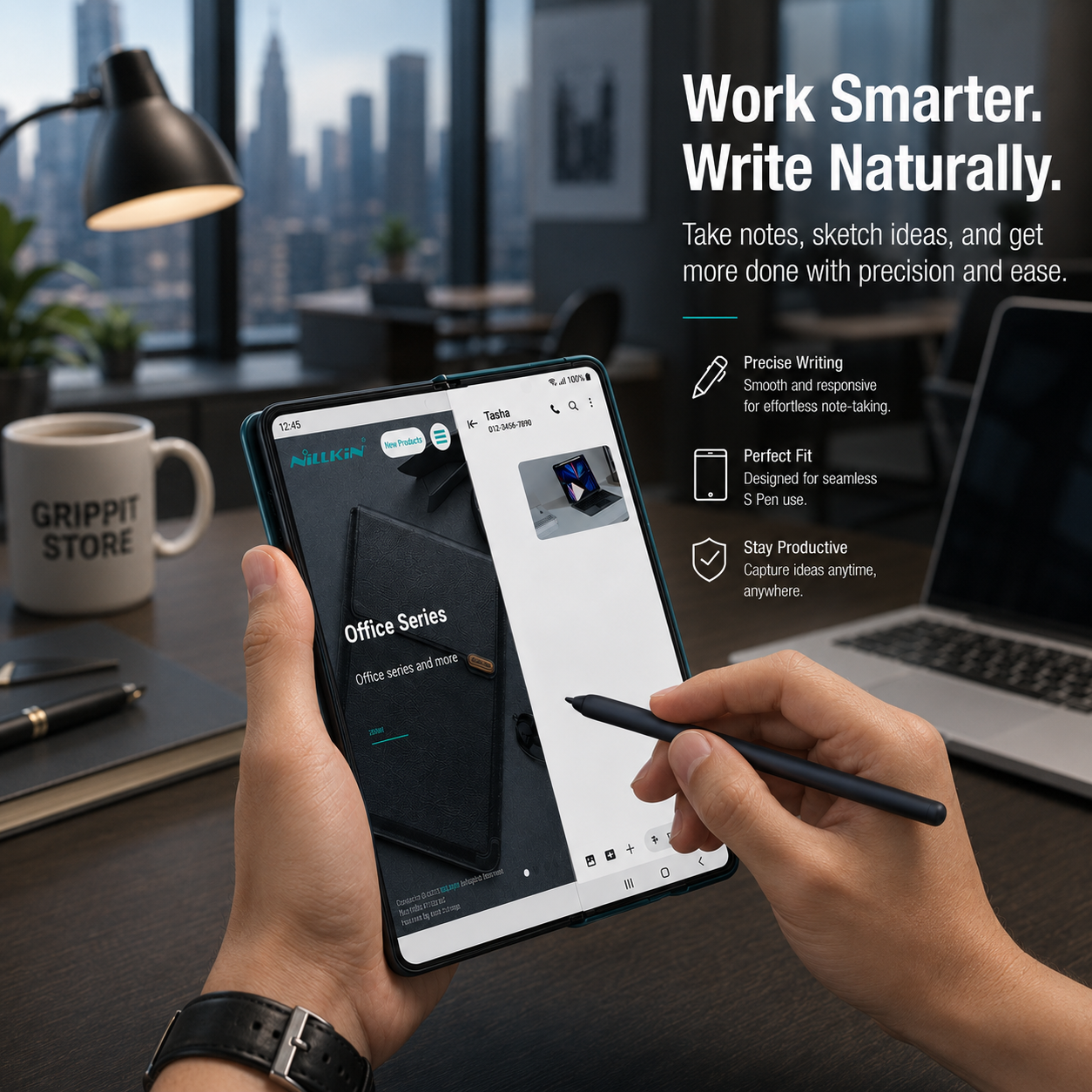 NILLKIN Qin Leather Case for Samsung Galaxy Z Fold 5 with S-Pen Holder