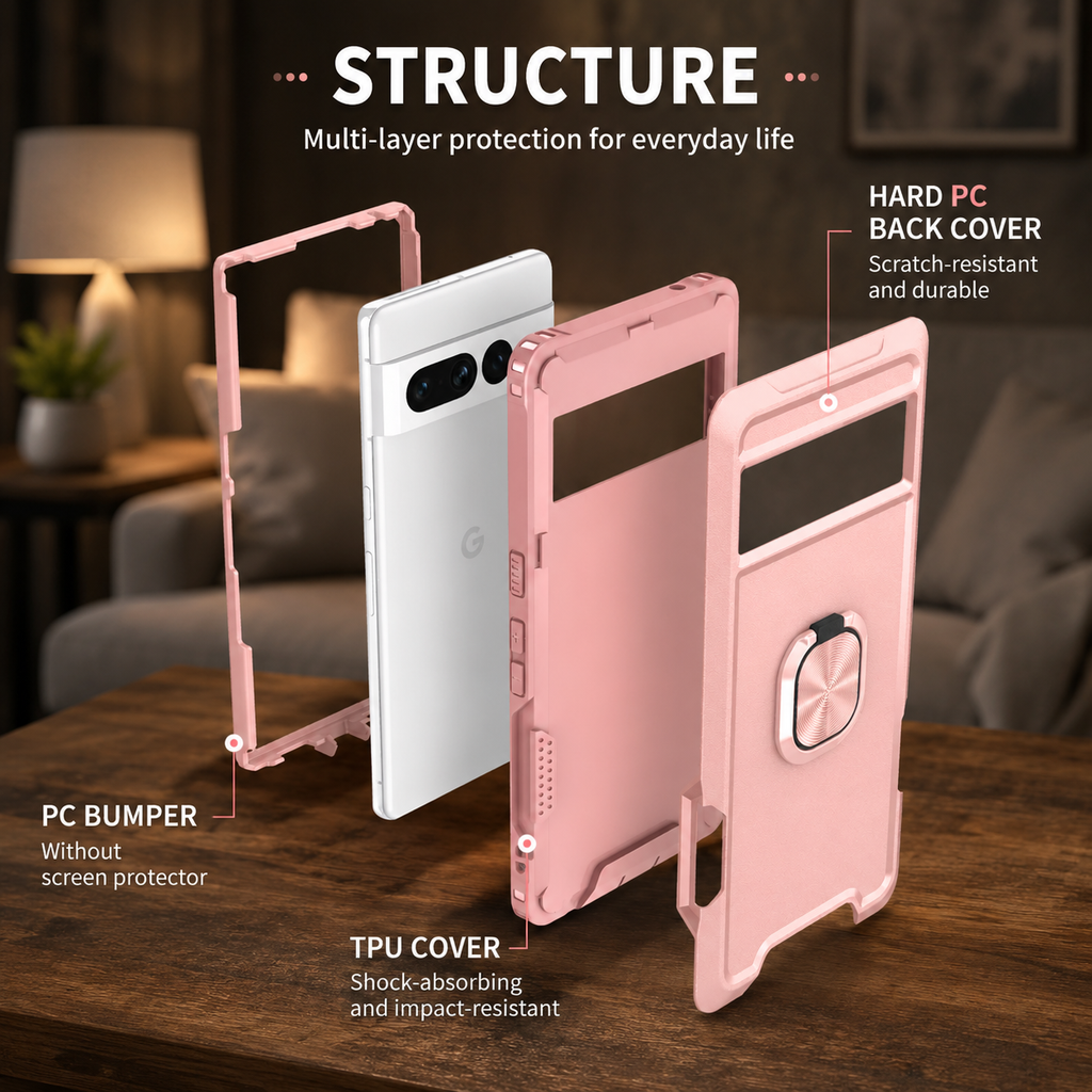 Heavy Duty Ring Kickstand Case for Google Pixel 7/6 Series