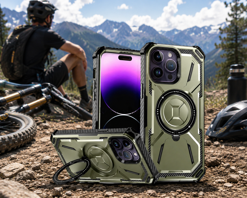 Heavy Duty Magnetic Kickstand Case for iPhone 15 / 14 / 13 / 12 / 11 Series