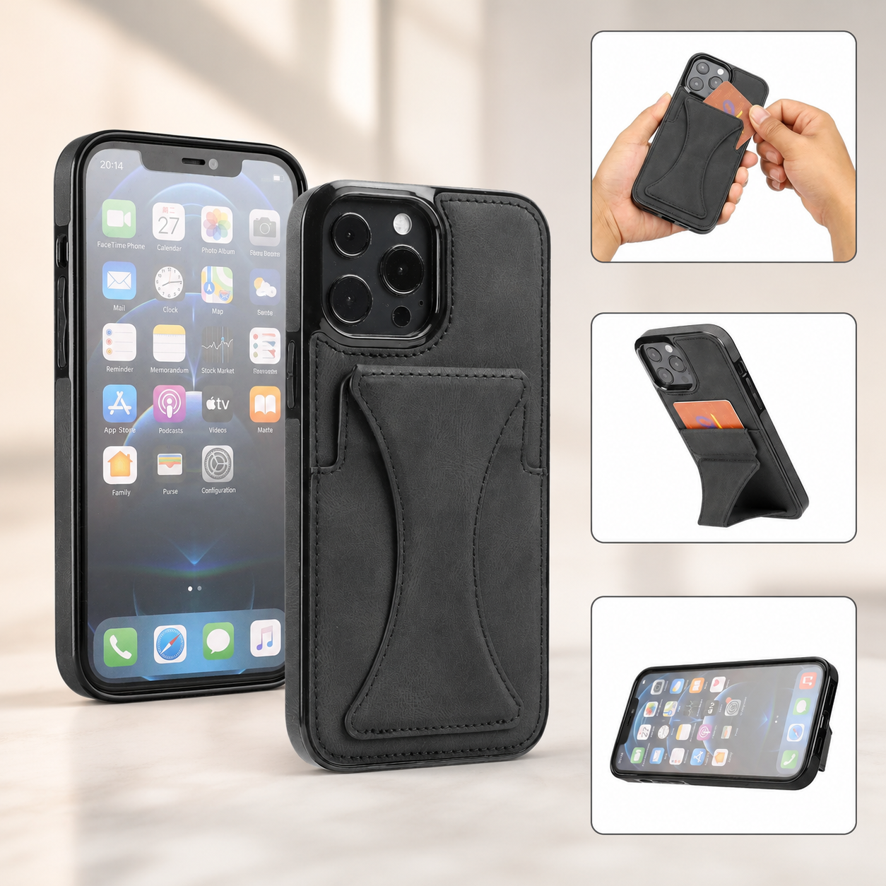 Premium Leather Card Holder Case for iPhone 13 / 12 / 11 Series