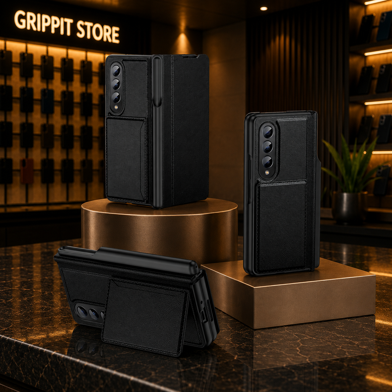 Leather Wallet Case with S Pen Holder for Samsung Galaxy Z Fold 4 / 3