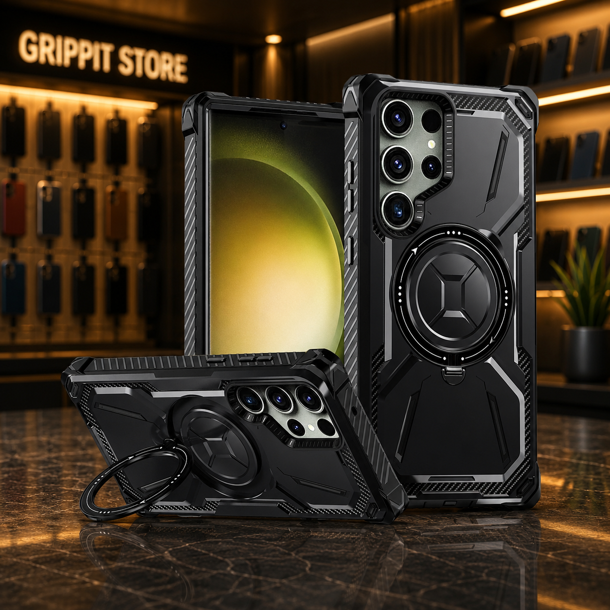 Heavy Duty Magnetic Kickstand Case for Samsung Galaxy S25 / S24 / S23 / S22 / S21 Series
