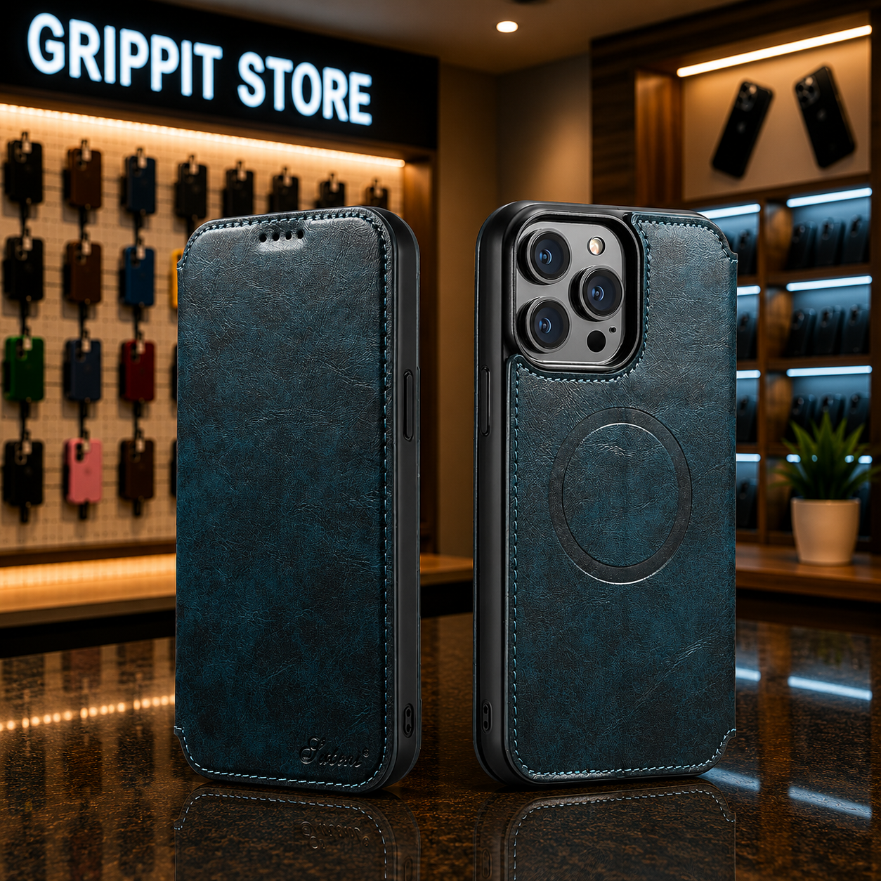 Magnetic Leather Wallet Case for iPhone 15 / 14 / 13 / 12 Series