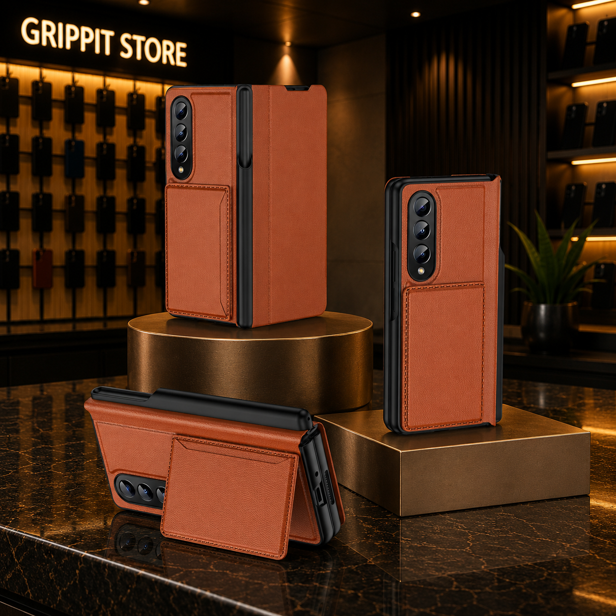 Leather Wallet Case with S Pen Holder for Samsung Galaxy Z Fold 4 / 3