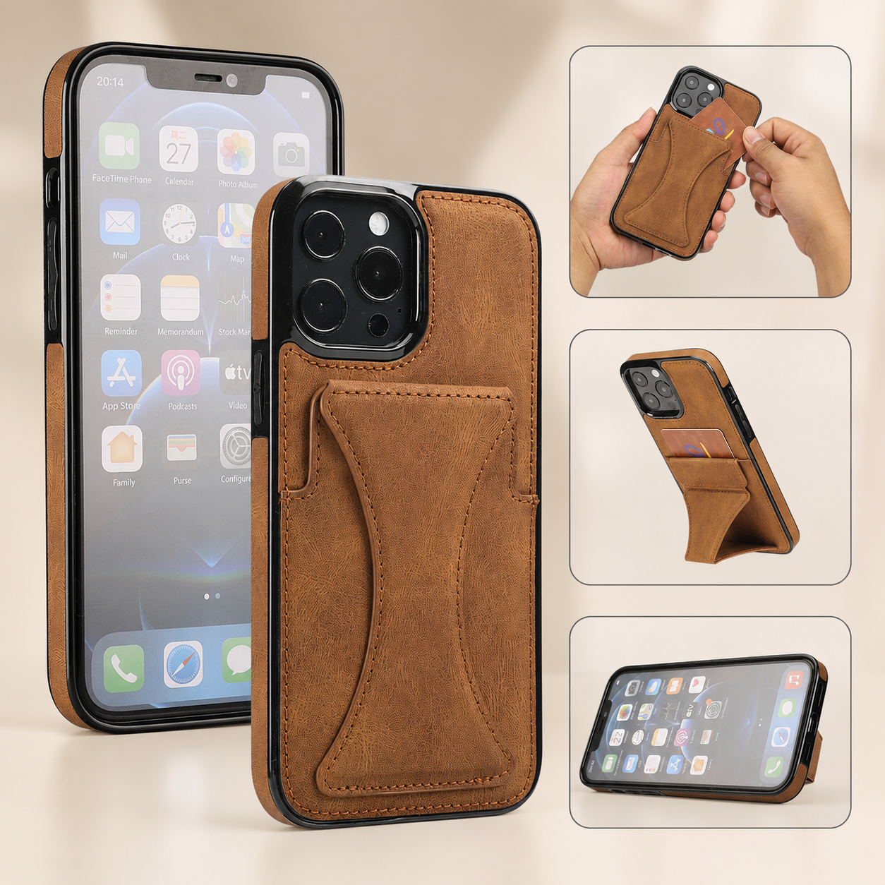 Premium Leather Card Holder Case for iPhone 13 / 12 / 11 Series