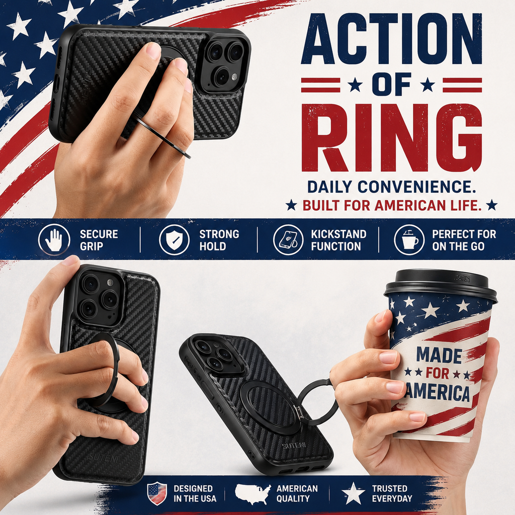 Magnetic Carbon Fiber Kickstand Case for iPhone 16 / 15 / 14 / 13 / 12 Series