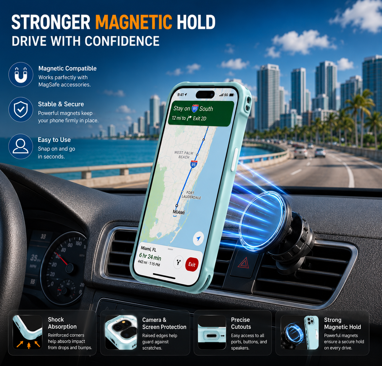 Magnetic Ring Stand Case for iPhone 16e / 16 / 15 / 14 / 13 / 12 / 11 Series