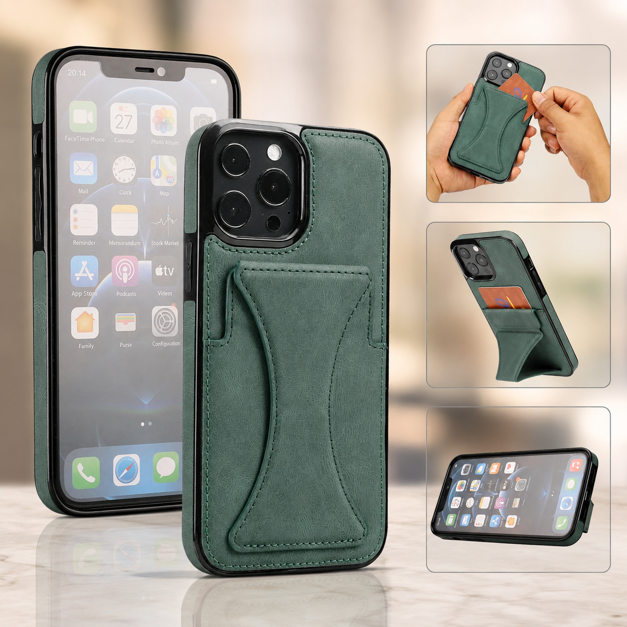 Premium Leather Card Holder Case for iPhone 13 / 12 / 11 Series