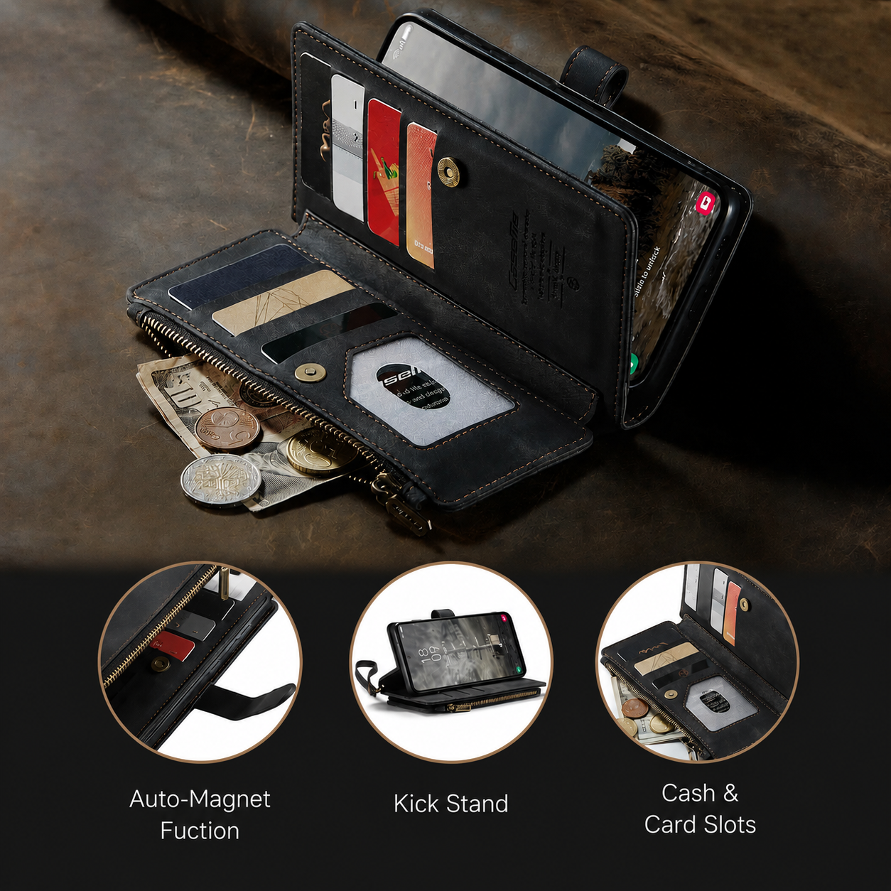 Leather Wallet Case for Samsung Galaxy A55 / A35 / A25 5G
