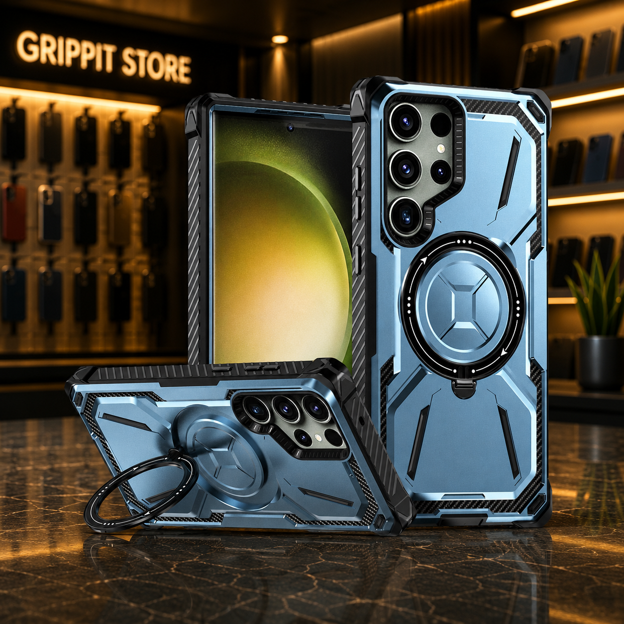 Heavy Duty Magnetic Kickstand Case for Samsung Galaxy S25 / S24 / S23 / S22 / S21 Series