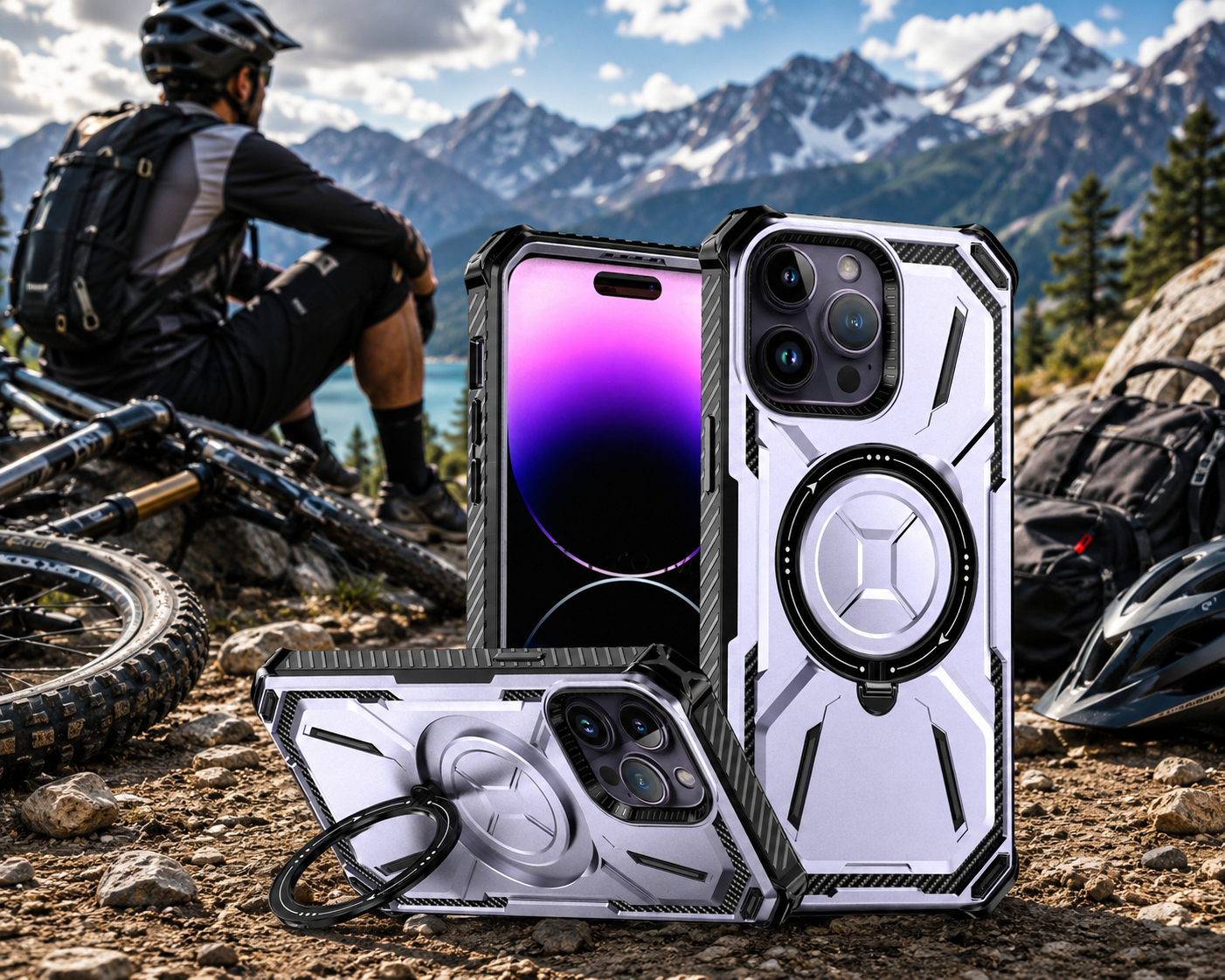 Heavy Duty Magnetic Kickstand Case for iPhone 15 / 14 / 13 / 12 / 11 Series