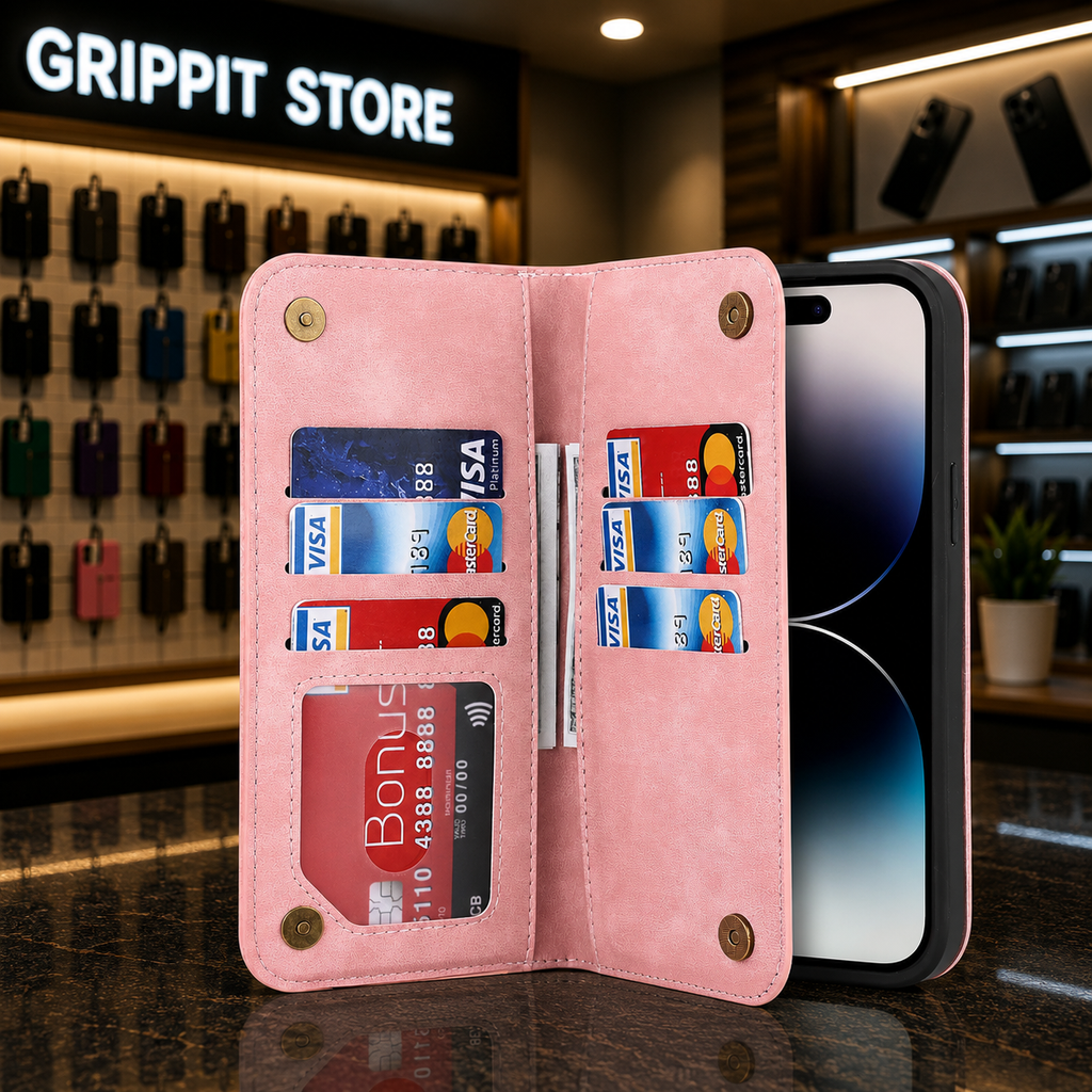 Magnetic Leather Wallet Case for iPhone 15/14 Series