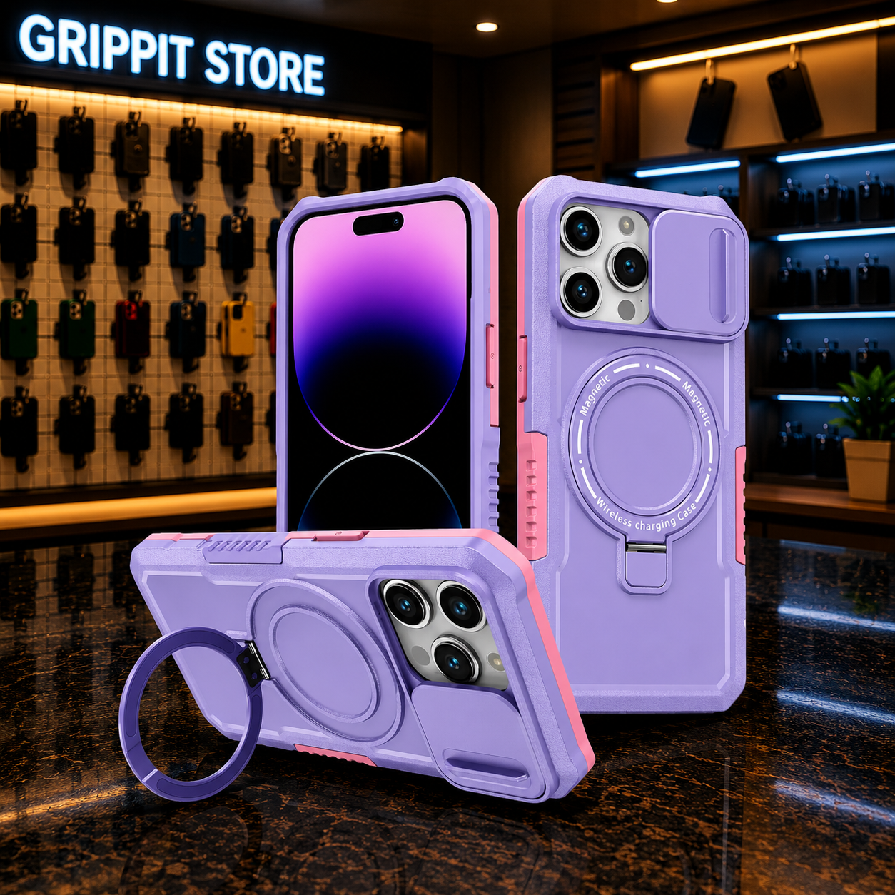 Heavy Duty Magnetic Kickstand Case for iPhone 15/14 Series