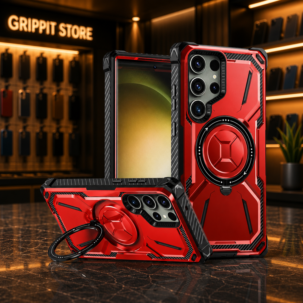 Heavy Duty Magnetic Kickstand Case for Samsung Galaxy S25 / S24 / S23 / S22 / S21 Series