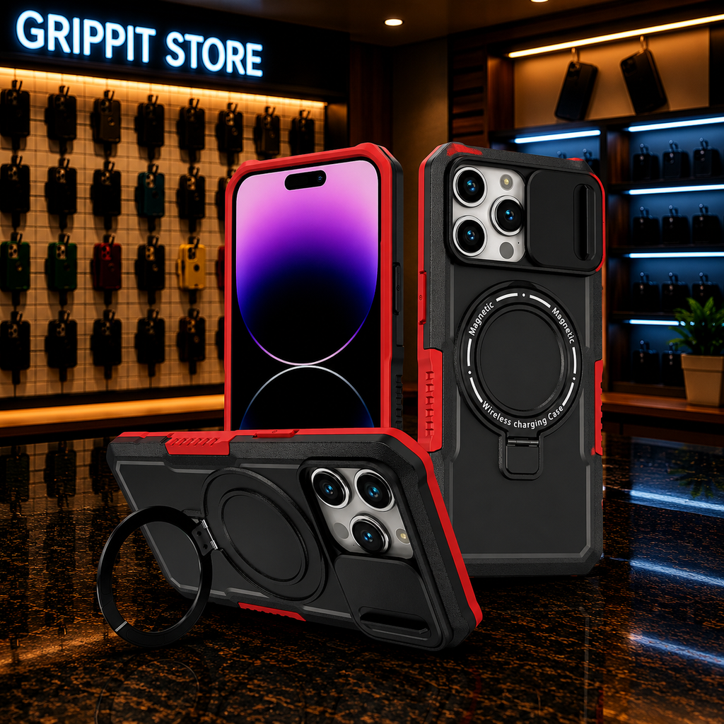 Heavy Duty Magnetic Kickstand Case for iPhone 15/14 Series