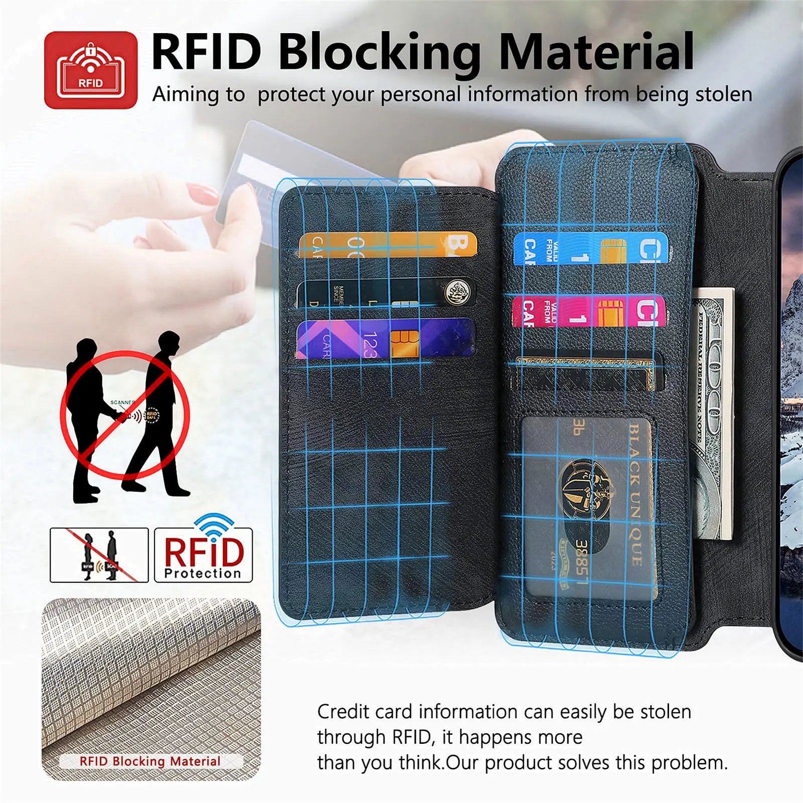 Detachable Magnetic Wallet Case for iPhone 15 / 14 / 13 / 12 / 11 Series