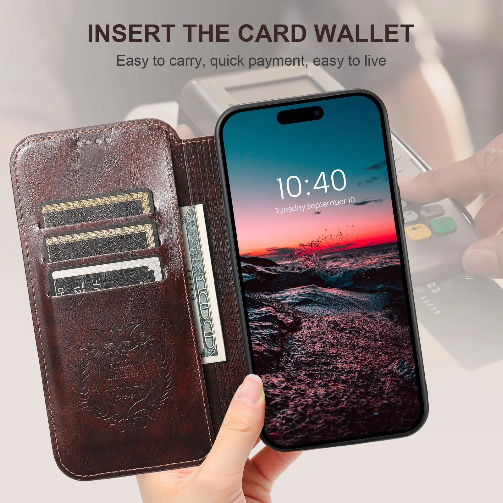 Magnetic Leather Wallet Case for iPhone 15 / 14 / 13 / 12 Series