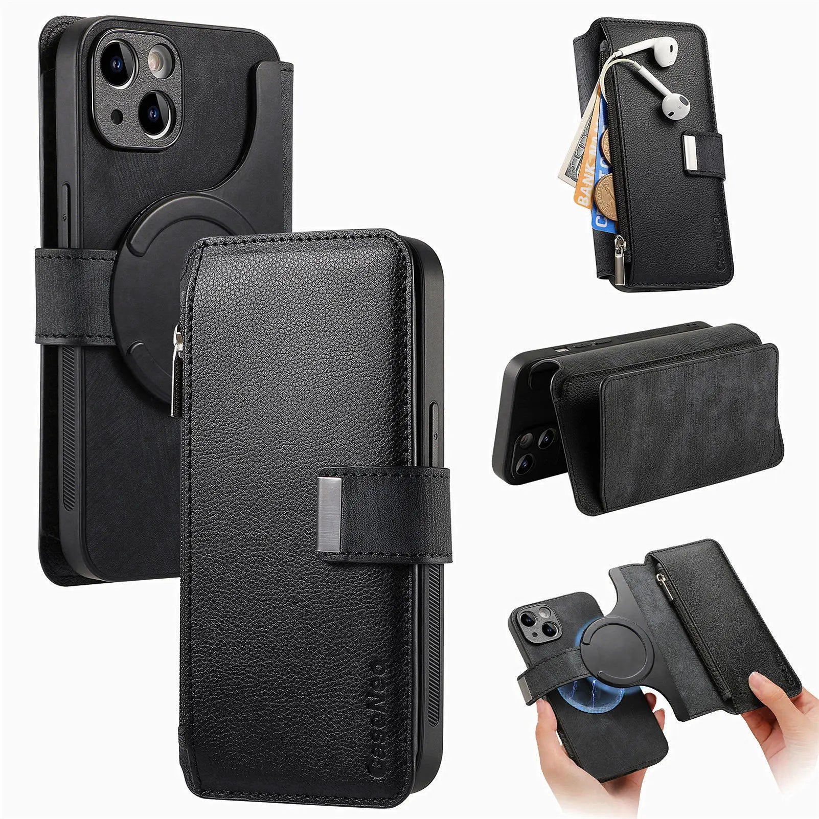 Detachable Magnetic Wallet Case for iPhone 15 / 14 / 13 / 12 / 11 Series