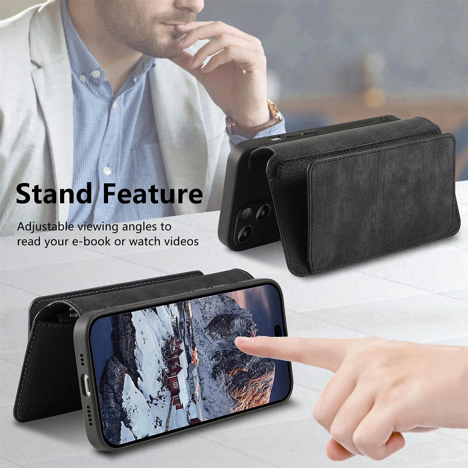 Detachable Magnetic Wallet Case for iPhone 15 / 14 / 13 / 12 / 11 Series