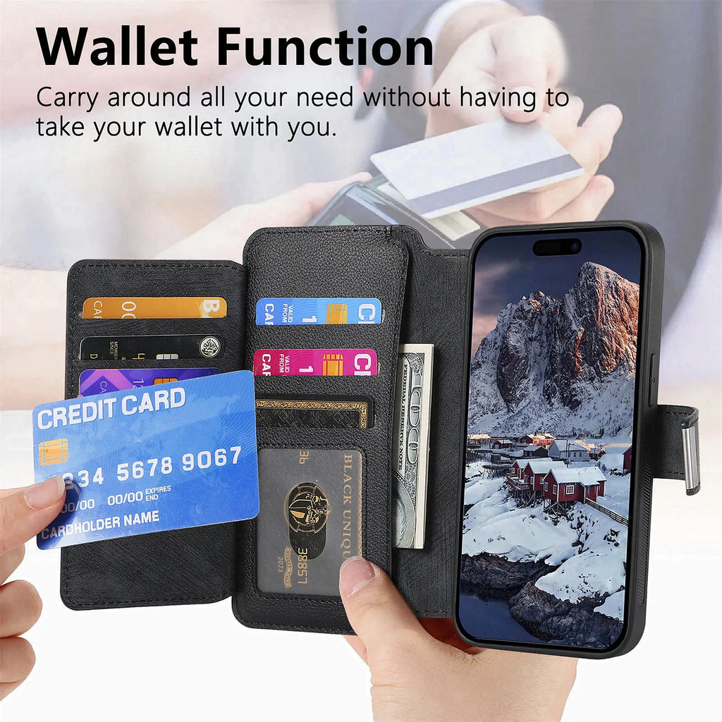 Detachable Magnetic Wallet Case for iPhone 15 / 14 / 13 / 12 / 11 Series