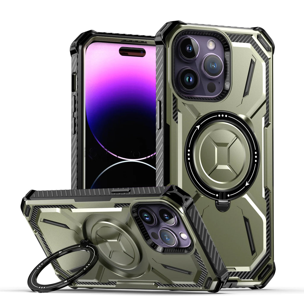 Heavy Duty Magnetic Kickstand Case for iPhone 15 / 14 / 13 / 12 / 11 Series