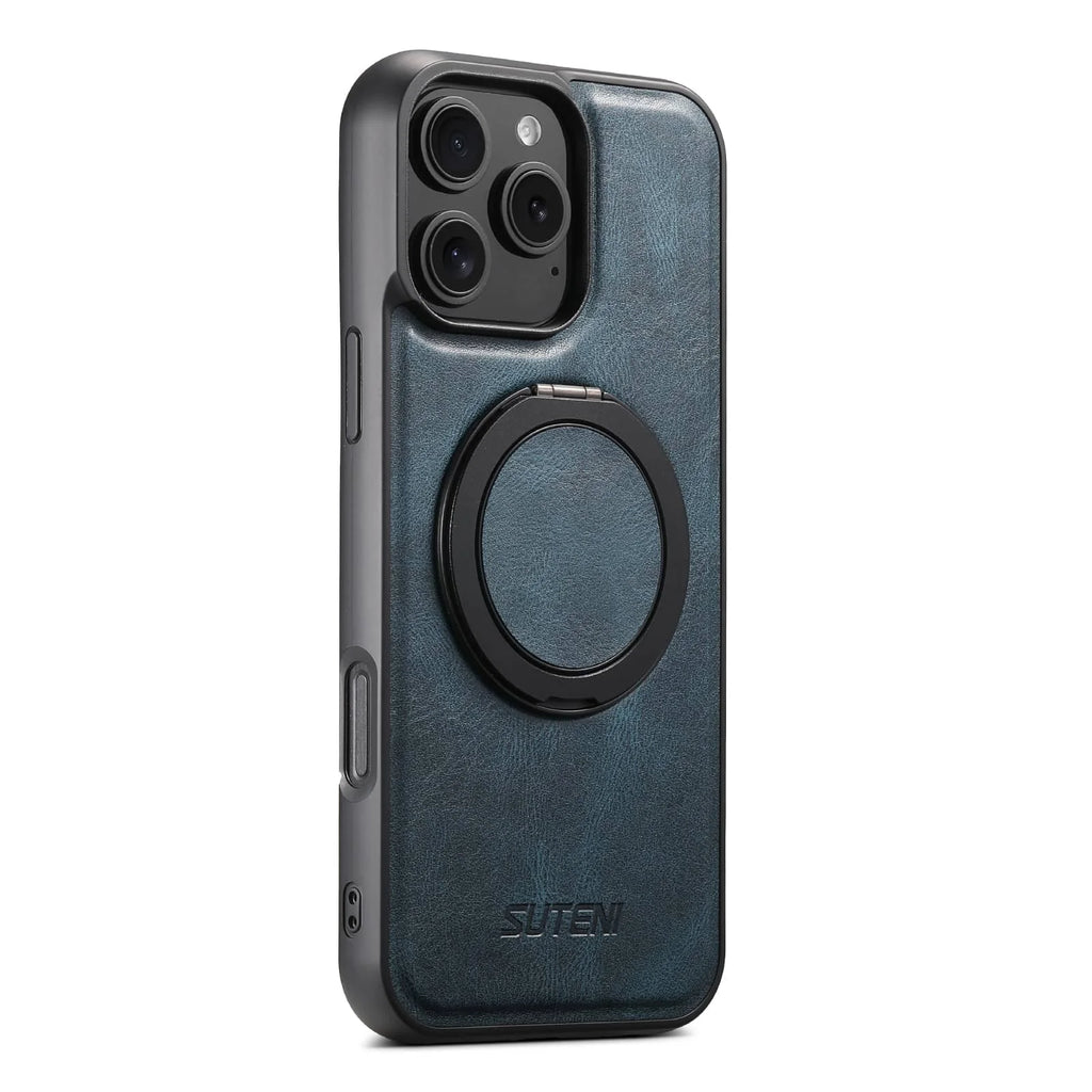 Magnetic Leather Kickstand Case for iPhone 16 / 15 / 14 / 13 / 12 Series