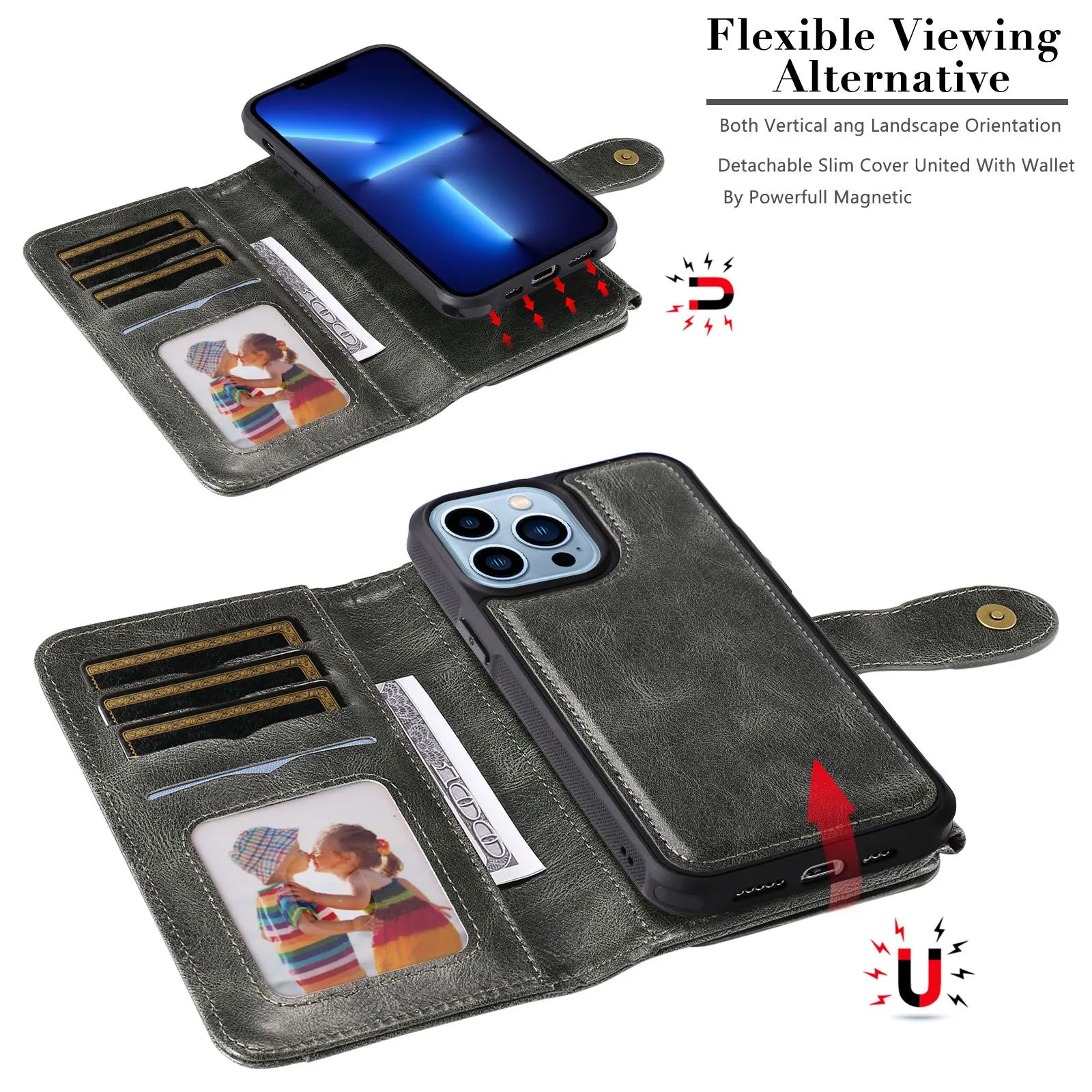 2-in-1 Magnetic Wallet Case for iPhone 15–11 Series