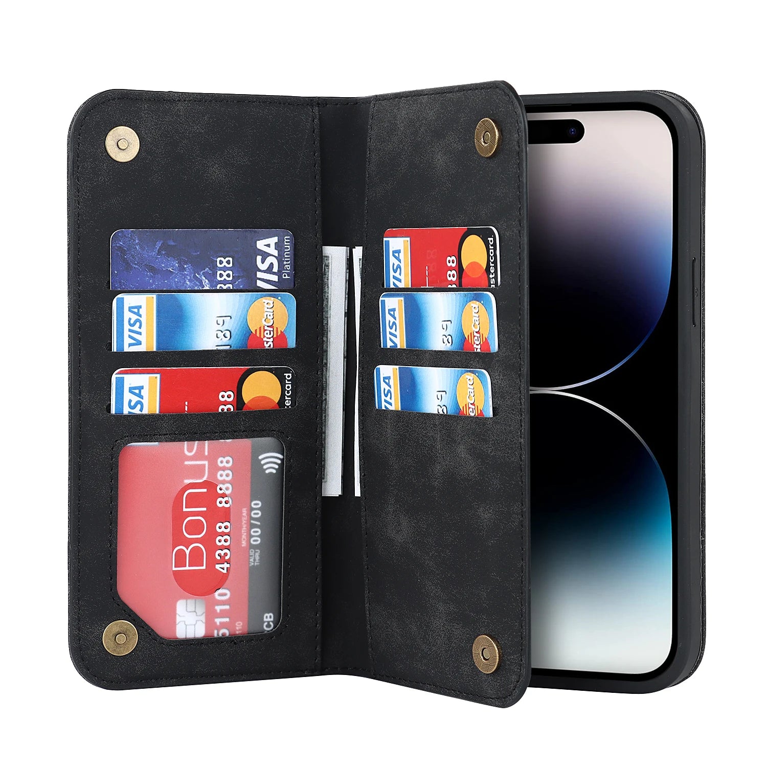 Magnetic Leather Wallet Case for iPhone 15/14 Series