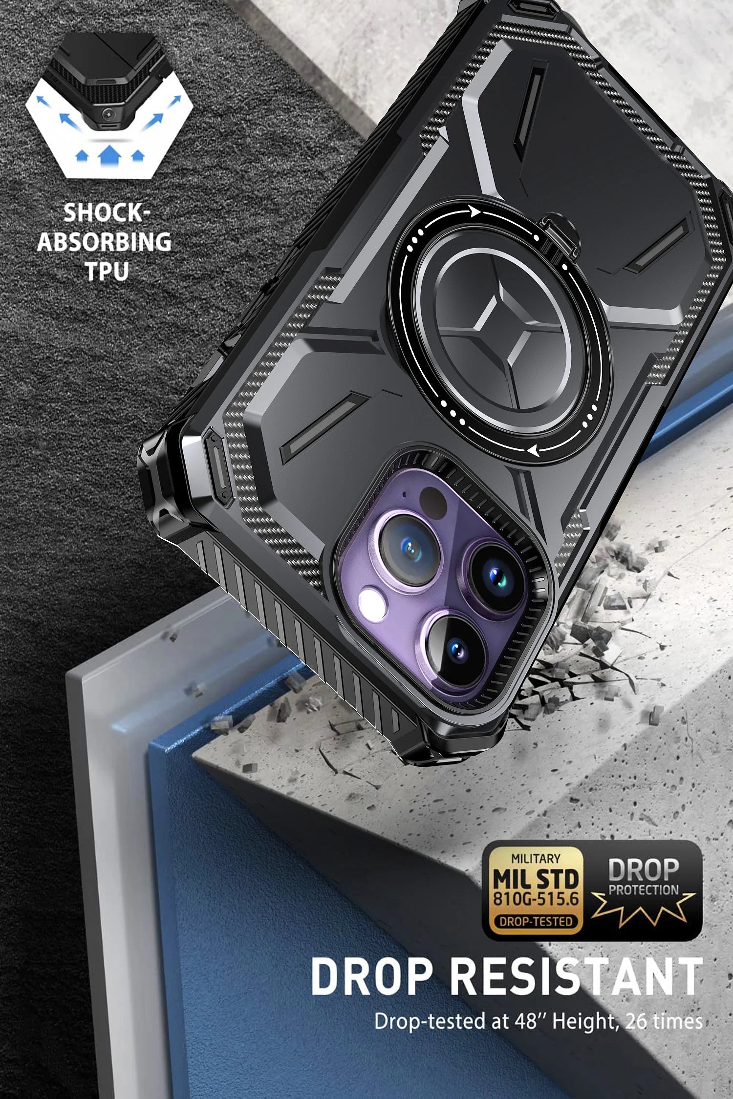 Heavy Duty Magnetic Kickstand Case for iPhone 15 / 14 / 13 / 12 / 11 Series