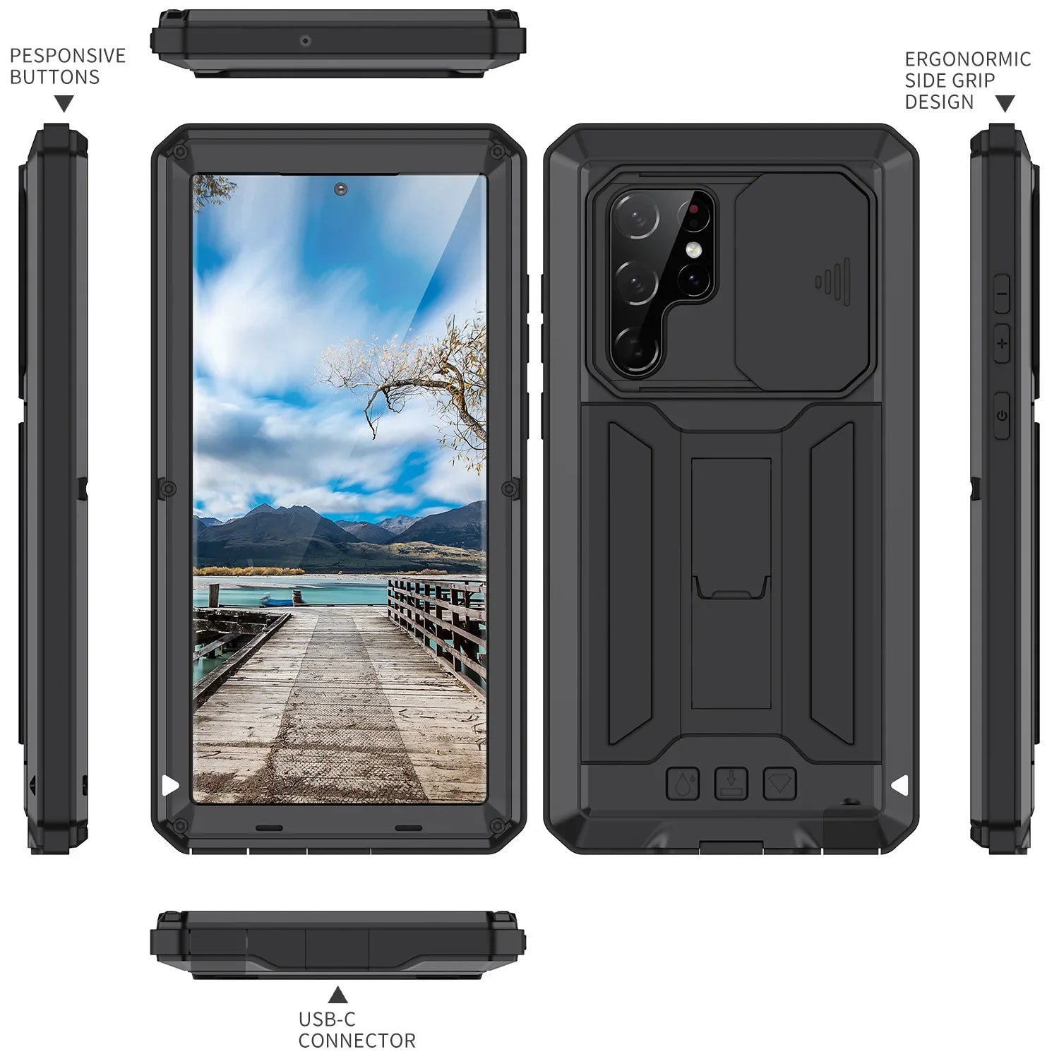 Rugged Military Grade Kickstand Case for Samsung Galaxy S24 / S23 / S22 Series