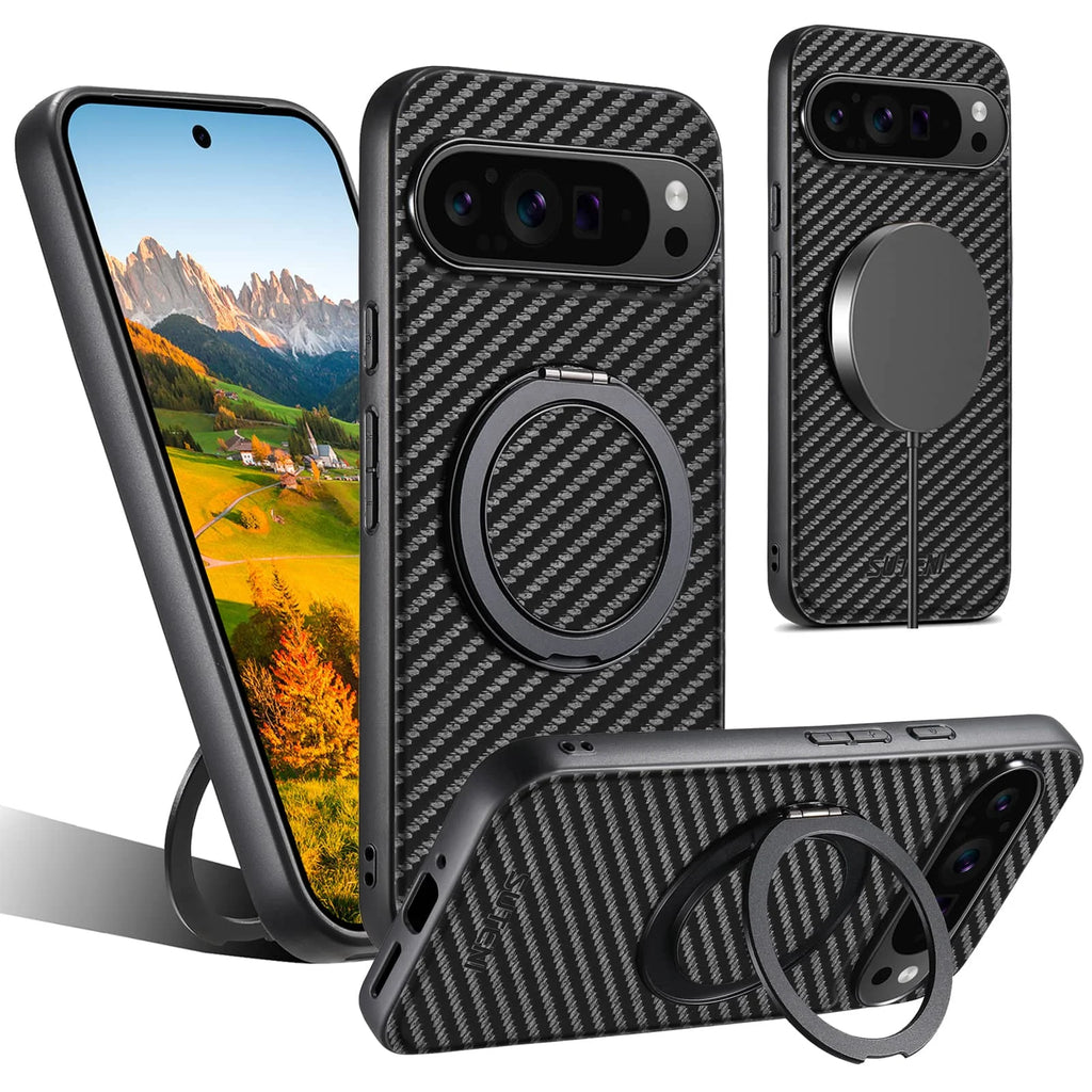Magnetic Carbon Fiber Kickstand Case for Google Pixel 9/8/7/6 Series