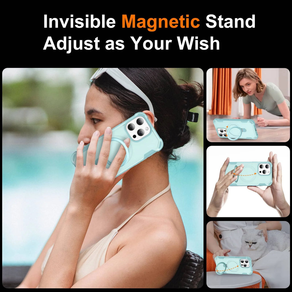 Magnetic Ring Stand Case for iPhone 16e / 16 / 15 / 14 / 13 / 12 / 11 Series