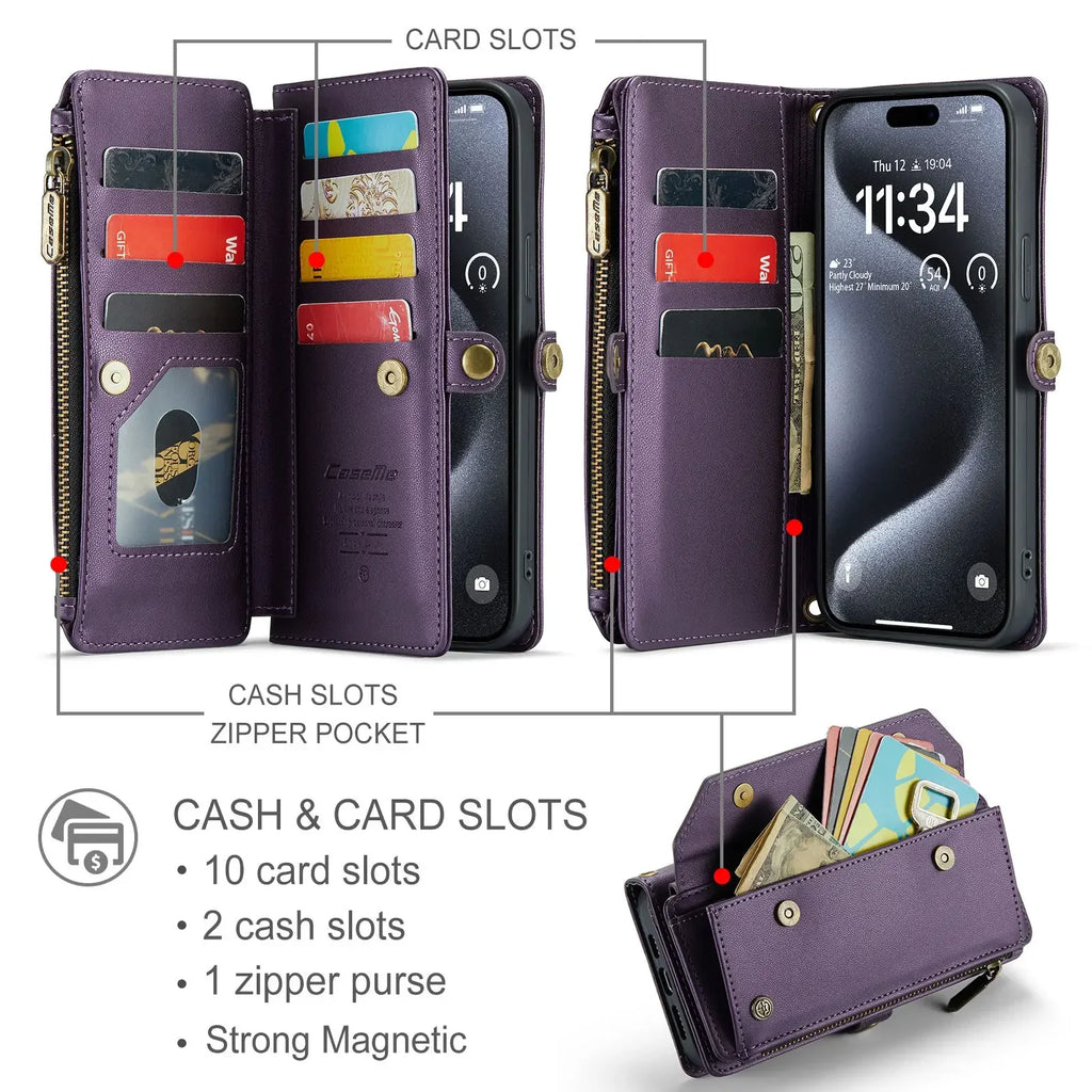 RFID Blocking Crossbody Wallet Case for iPhone 15–11 Series