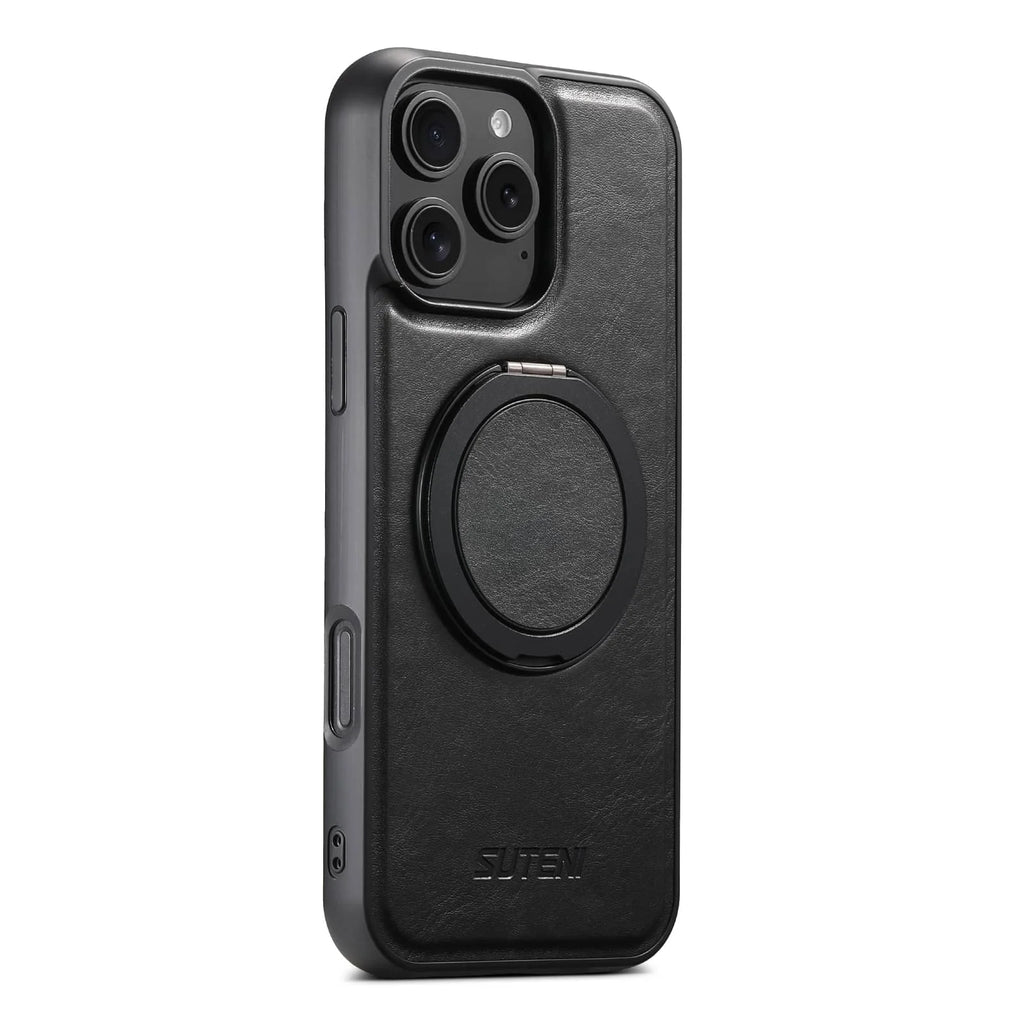 Magnetic Leather Kickstand Case for iPhone 16 / 15 / 14 / 13 / 12 Series