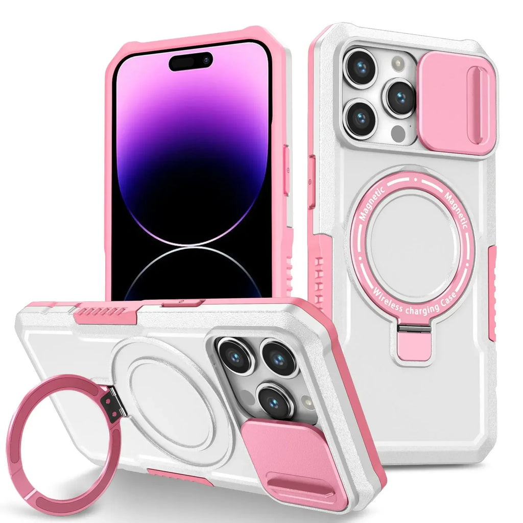 Heavy Duty Magnetic Kickstand Case for iPhone 15/14 Series